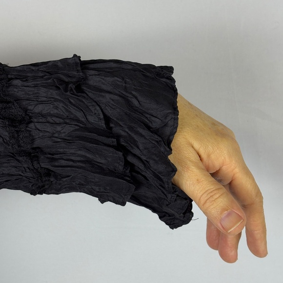 VTG Chicos Crinkle Silk Ruffle Sleeve Button Up Shirt Sz 1 = US: M/8 Luxe Party - Picture 5 of 12